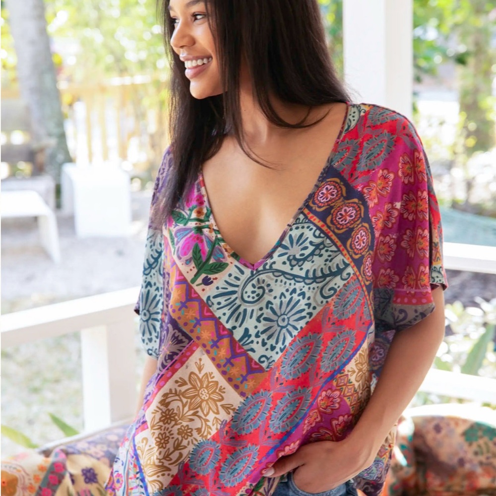 NATURAL LIFE Multicolor Bohemian V-Neck Top